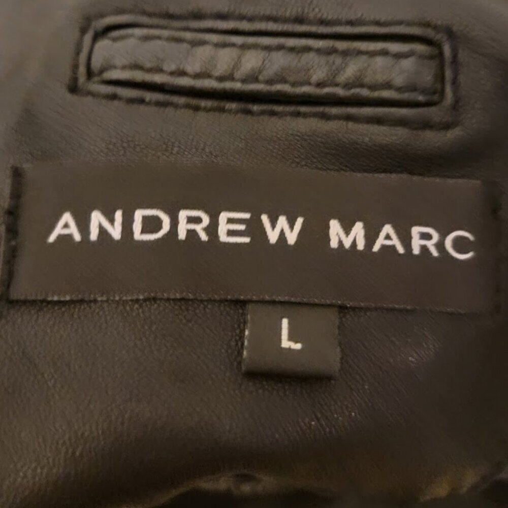 Andrew Marc Black Leather Moto Biker Jacket Women’s L | Classic Streetwear - Picture 10 of 12